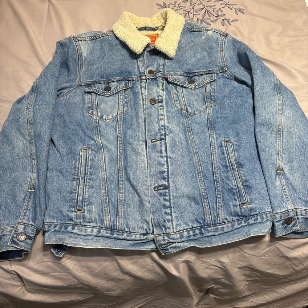 Levi's Cream Sherpa Lined Jacket
